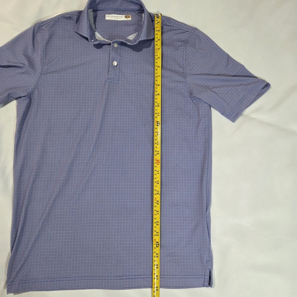 Hart Schaffner Marx Polo Shirt Men's Small Blue Geometric Print Luxury Golf - Picture 4 of 8